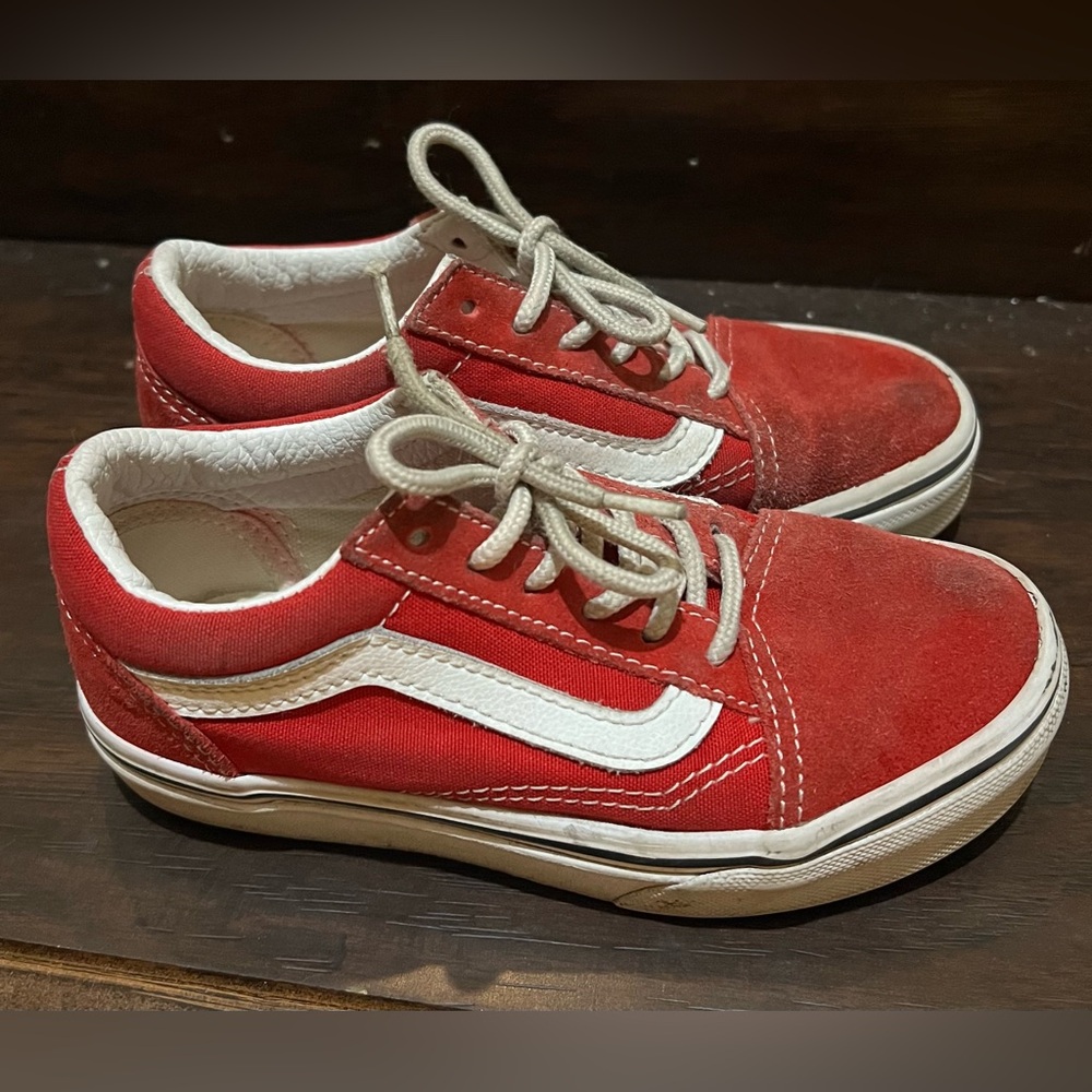 Vans Red and White Old Skool Sneakers